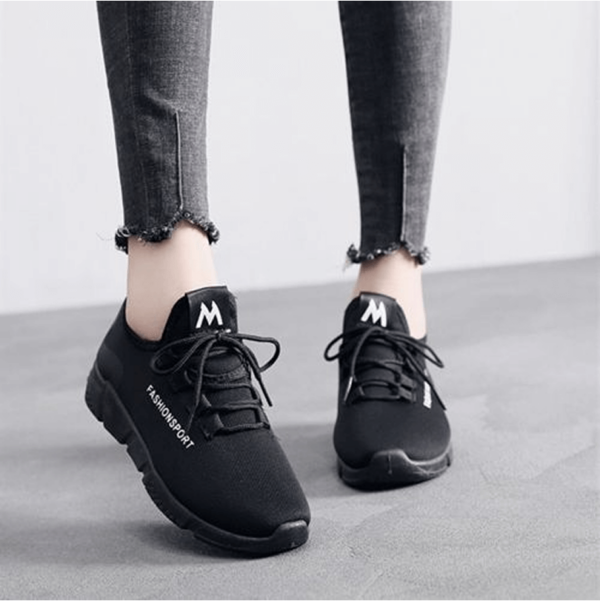 Ladies Breathable Sports Shoes-Black