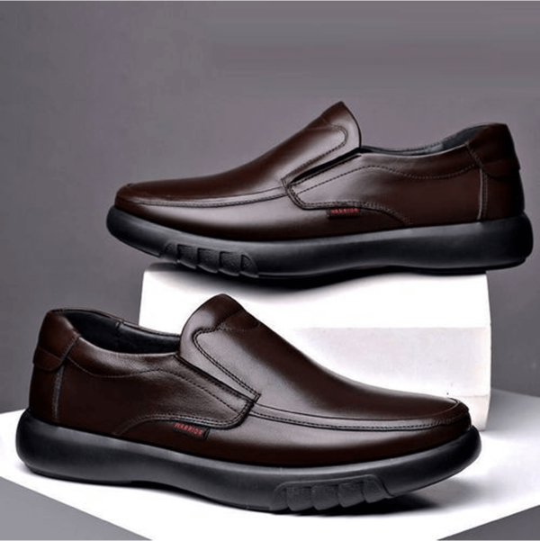 Men's Leather Shoes Breathable Slip-on - Brown