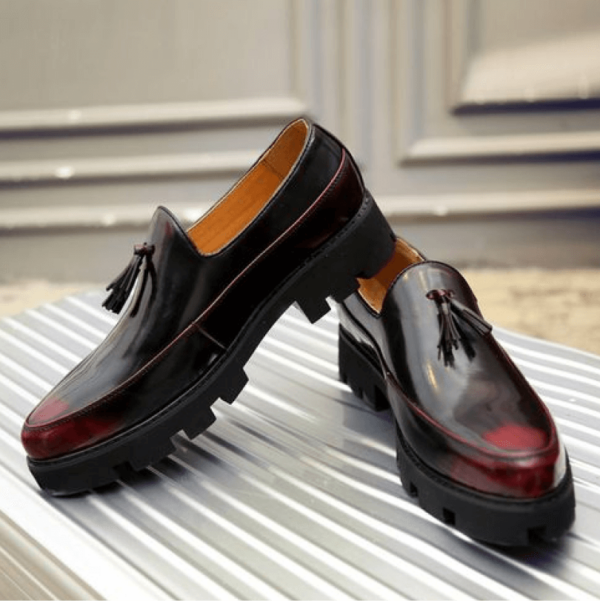 Men's Thick-Soled Pointed Leather Shoes